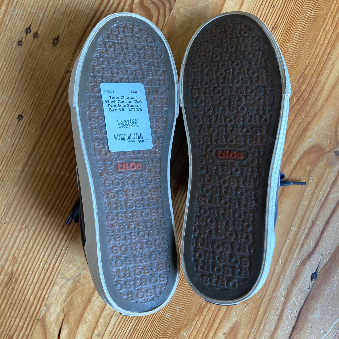 Taos Charcoal Wash Canvas NEW Plim Soul Shoes - Size 8.5 - 1213MM