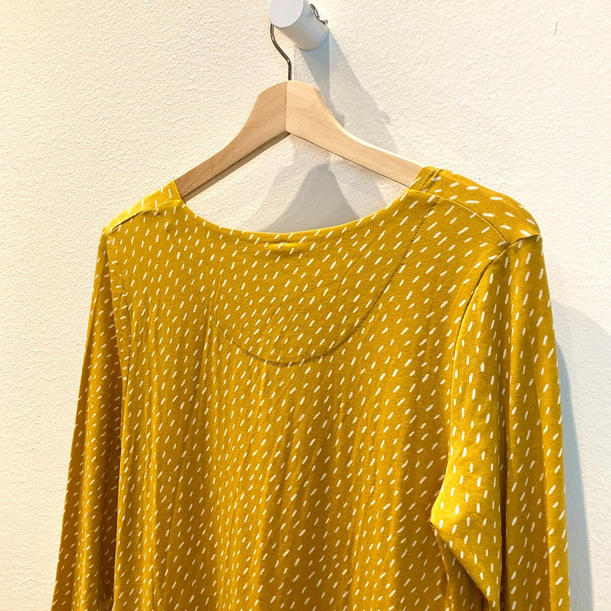 Gudrun Sjoden Yellow White Dash Print Long Sleeve Jersey Dress - Size S - 0320JS