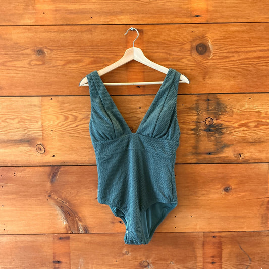 Andie Sea Green Textured Mykonos One Piece Swimsuit - Size M - NEW - 4427SC