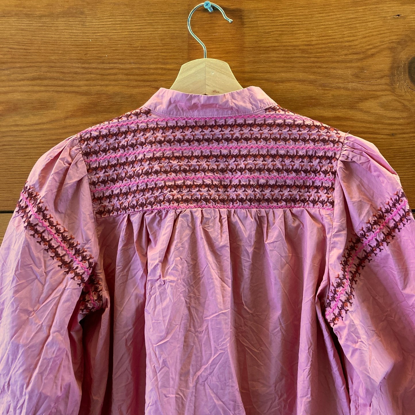 The Shirt by Rochelle Behrens Pink Embroidered Top - Size S - 1103ES