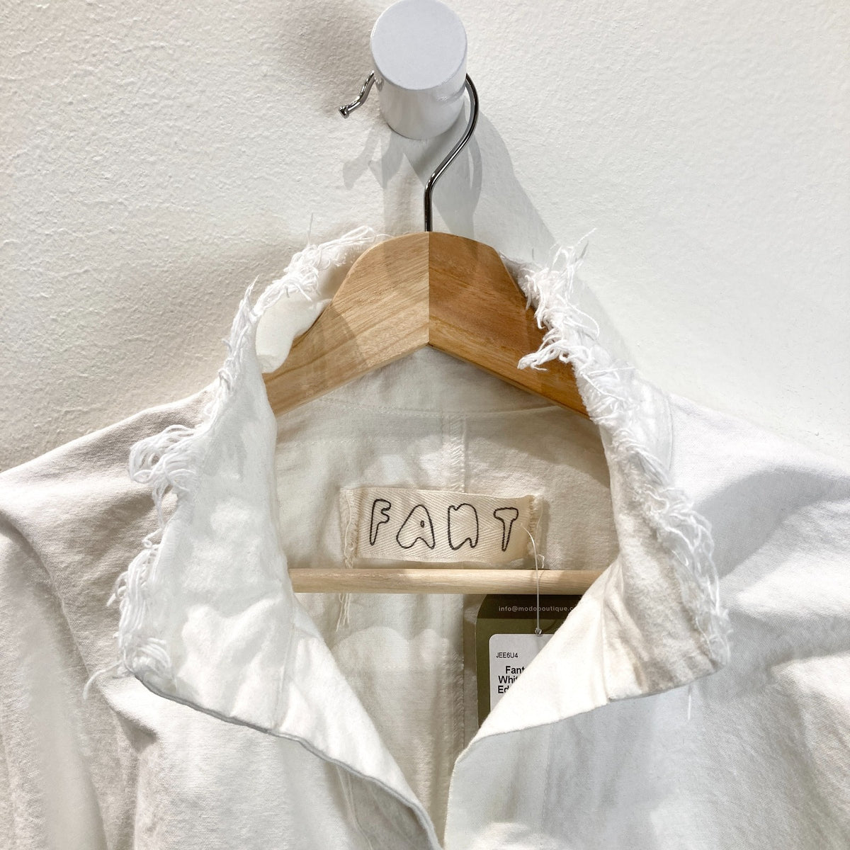 Fant $300 Ivory White Cotton Raw Edge Pullover Shirt Top - Size 1 / S - 1217MA
