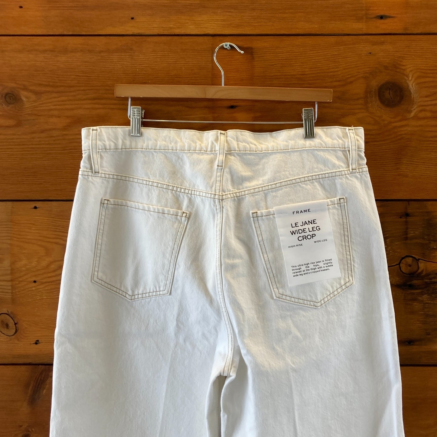 Frame $278 White Wide Leg Frayed Hem Le Jane Crop Jeans - Size 32 - NEW - 0417DL