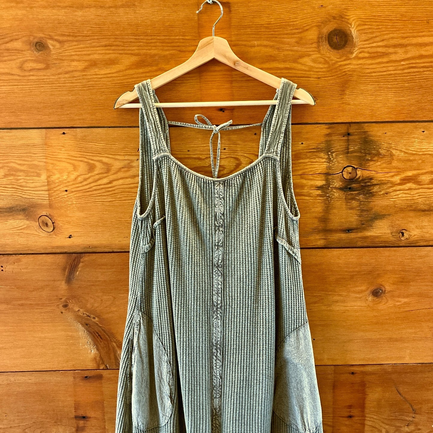 FP One Free People Green Waffle Knit Wide Leg Callie Jumpsuit - Size M - 0425SV