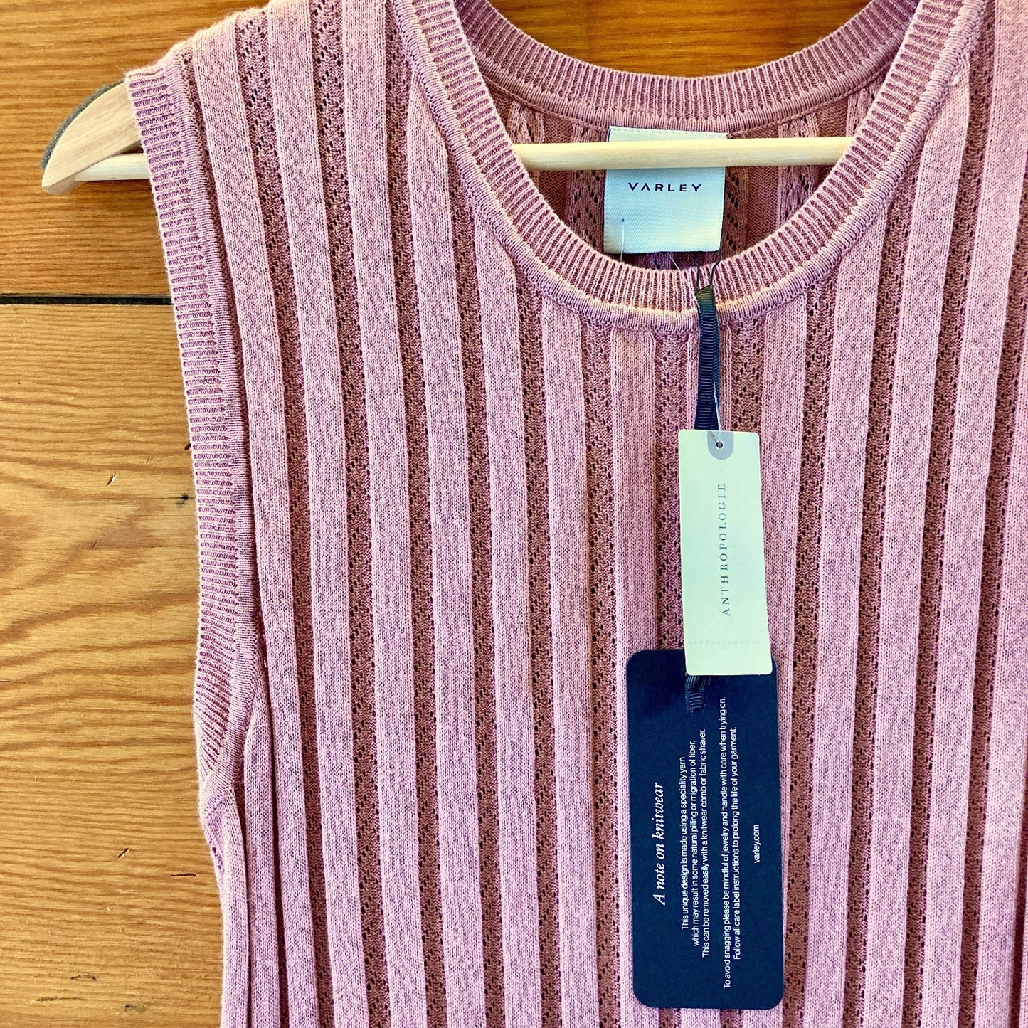Varley Anthropologie $168 Blush Rose Knit Midi Tank Dress - Sz L - NEW - 0523HS