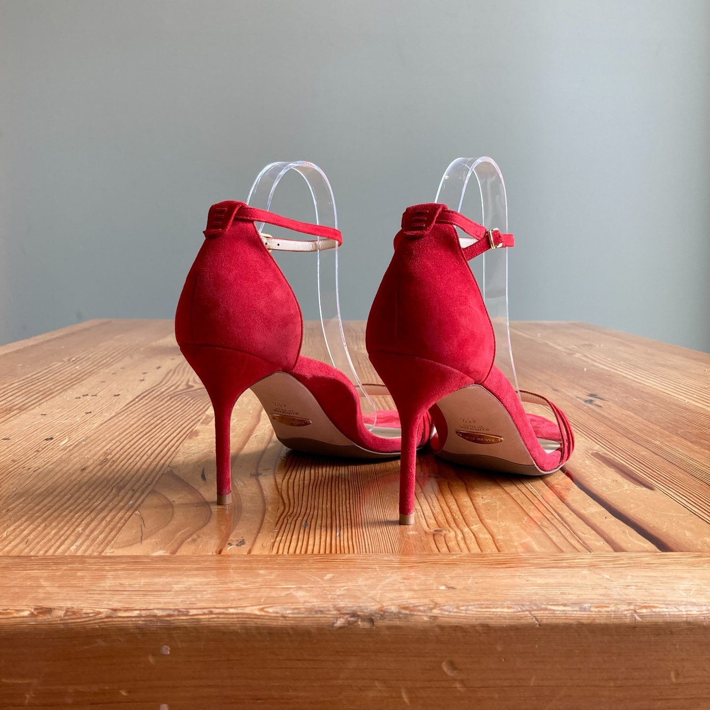Sarah Flint Red Suede Perfect High Heel Sandals w/ Box - Size 10.5 - 0720MP