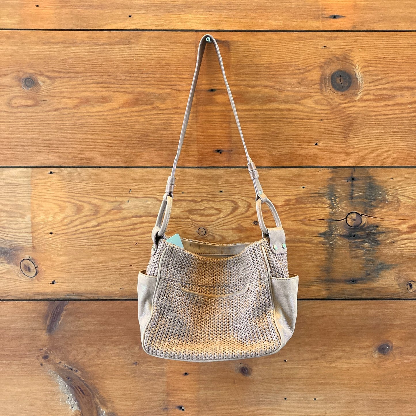 Hobo International Brown Straw Woven Leather Shoulder Purse - 1002MG