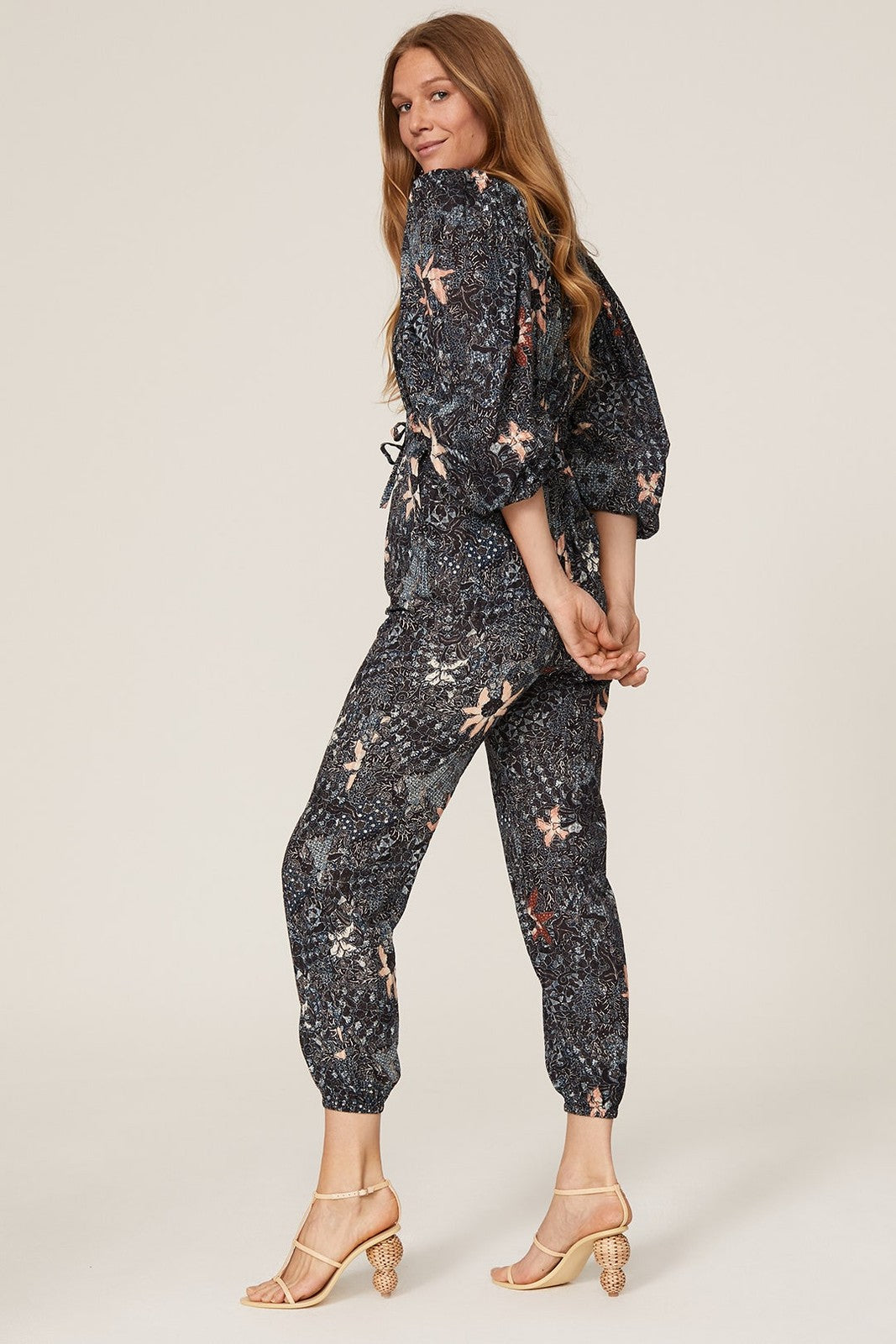 10 - Ulla Johnson Navy Printed Cotton Long Sleeve Citra Jumpsuit 1103ES