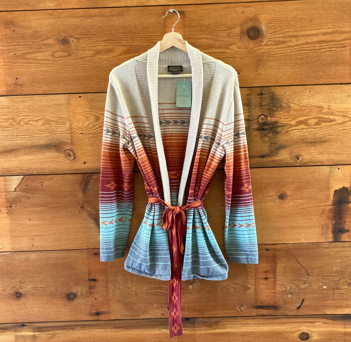 Pendleton Southwestern Print Monterey Belted Cardigan Sweater - Size L - 0320JS