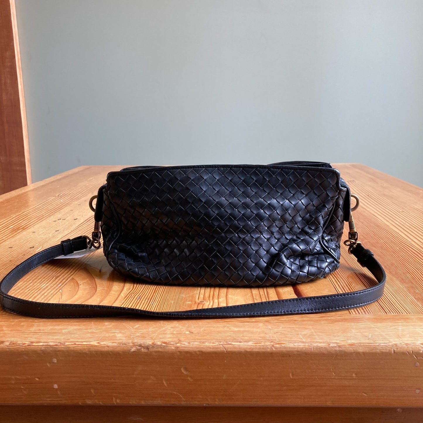 Bottega Veneta Black Intrecciato Woven Leather Shoulder Purse Bag - 0209SB