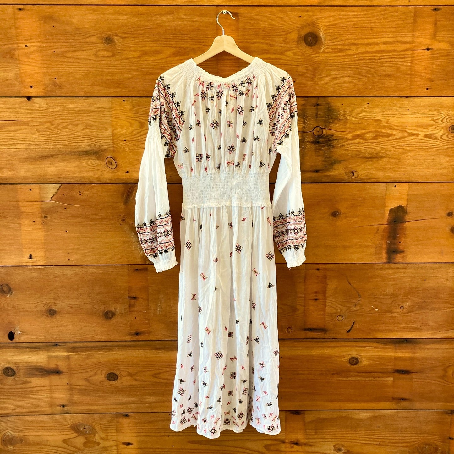 Free People $198 White Embroidered Maxi Duster Dress - Sz S - NEW - 0102AV