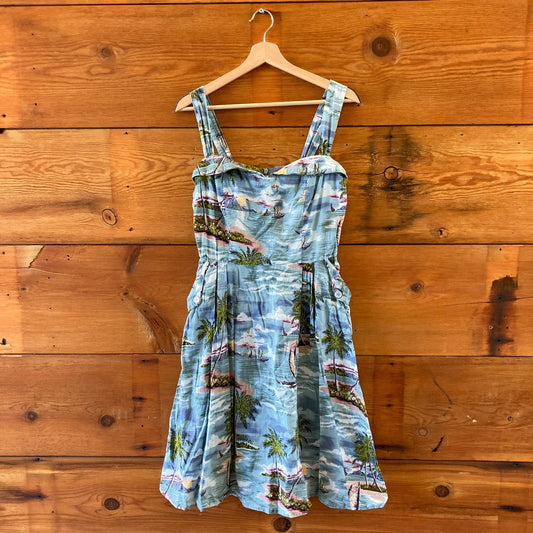 Emily & Fin Paradise Island Retro Hawaii Sleeveless Dress - Size M - 0816TB