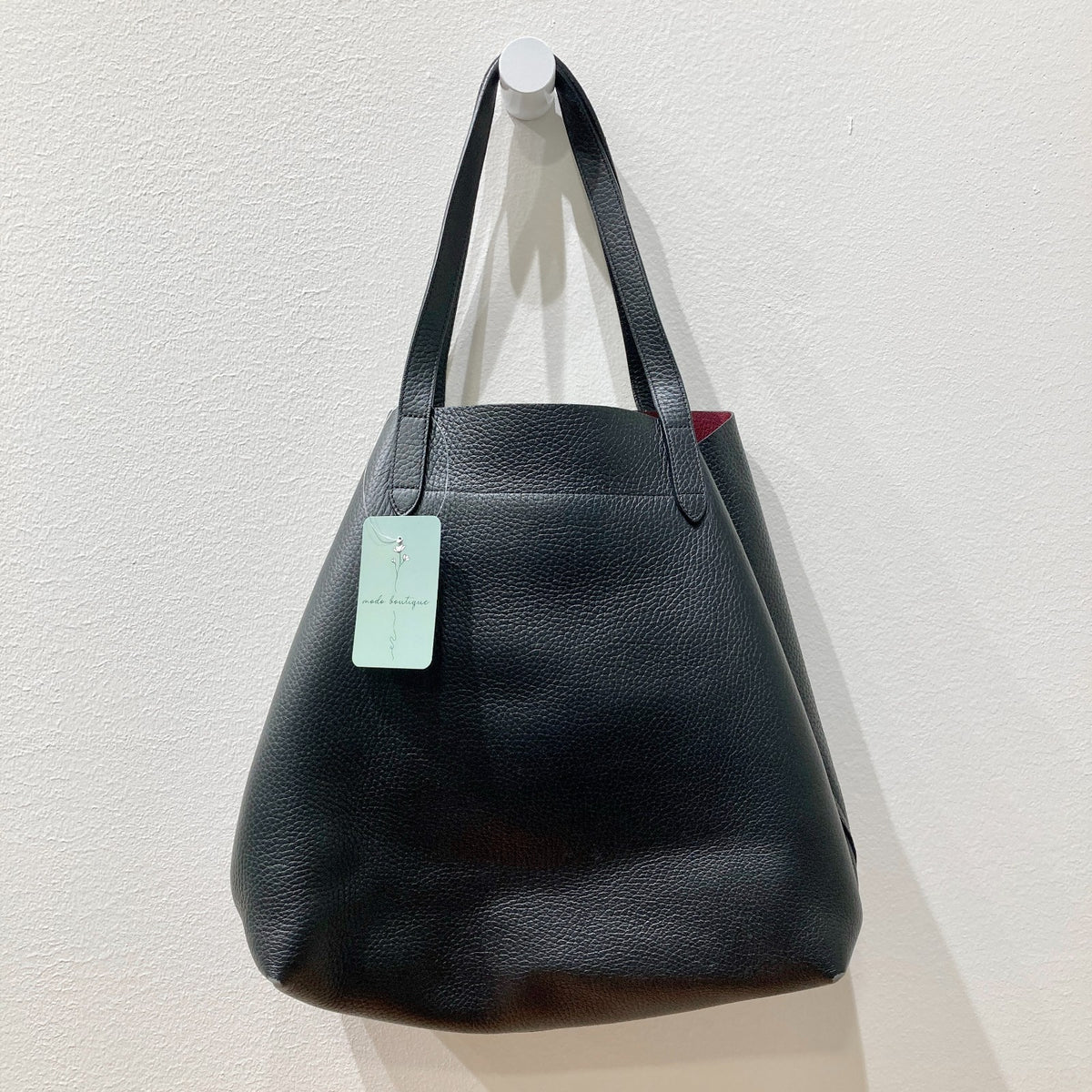 Cuyana $1958 Black Pebbled Leather Large Classic Structured Tote Purse - 0916KJ