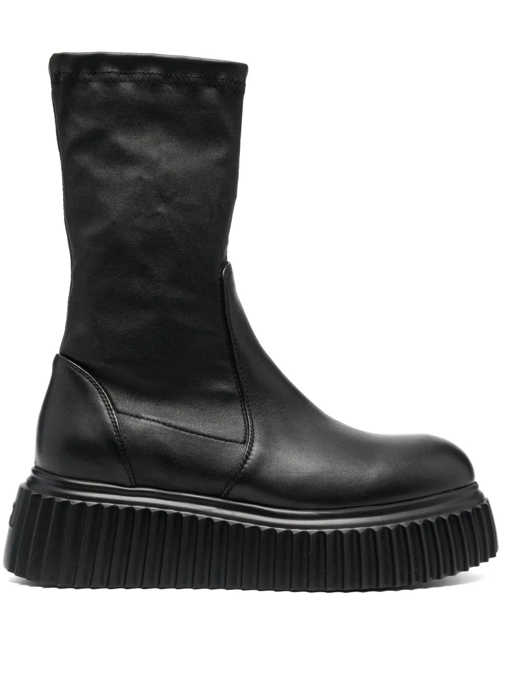 AGL Black Soft Leather Milagros Platform Pull On Boots - Size 38 / 8 - 1028CD