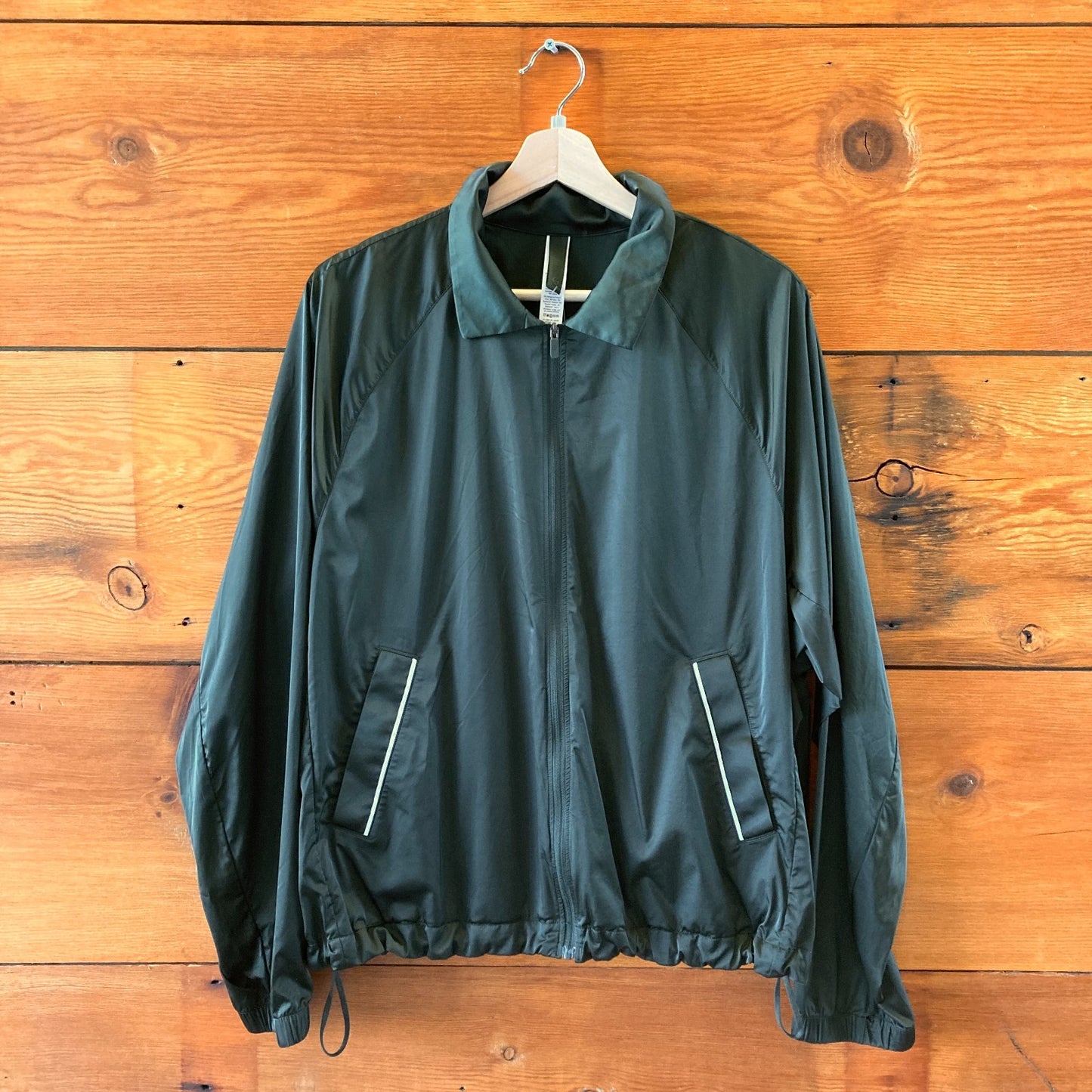 Lululemon Dark Green Stretch Satin Zip Up Training Jacket - Size XL - 1203TR