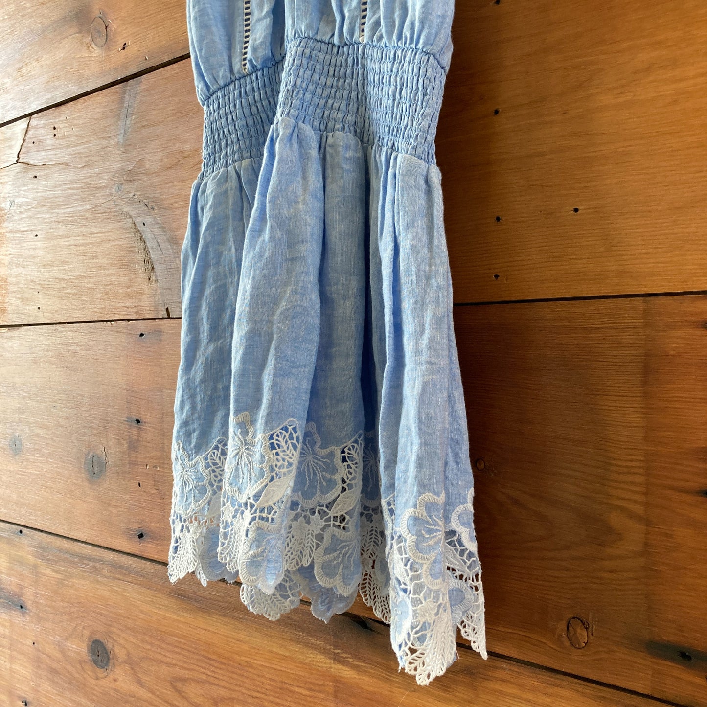 Ramy Brook Blue Chambray Embroidered Linen Ryan Dress - Size S - 1103ES