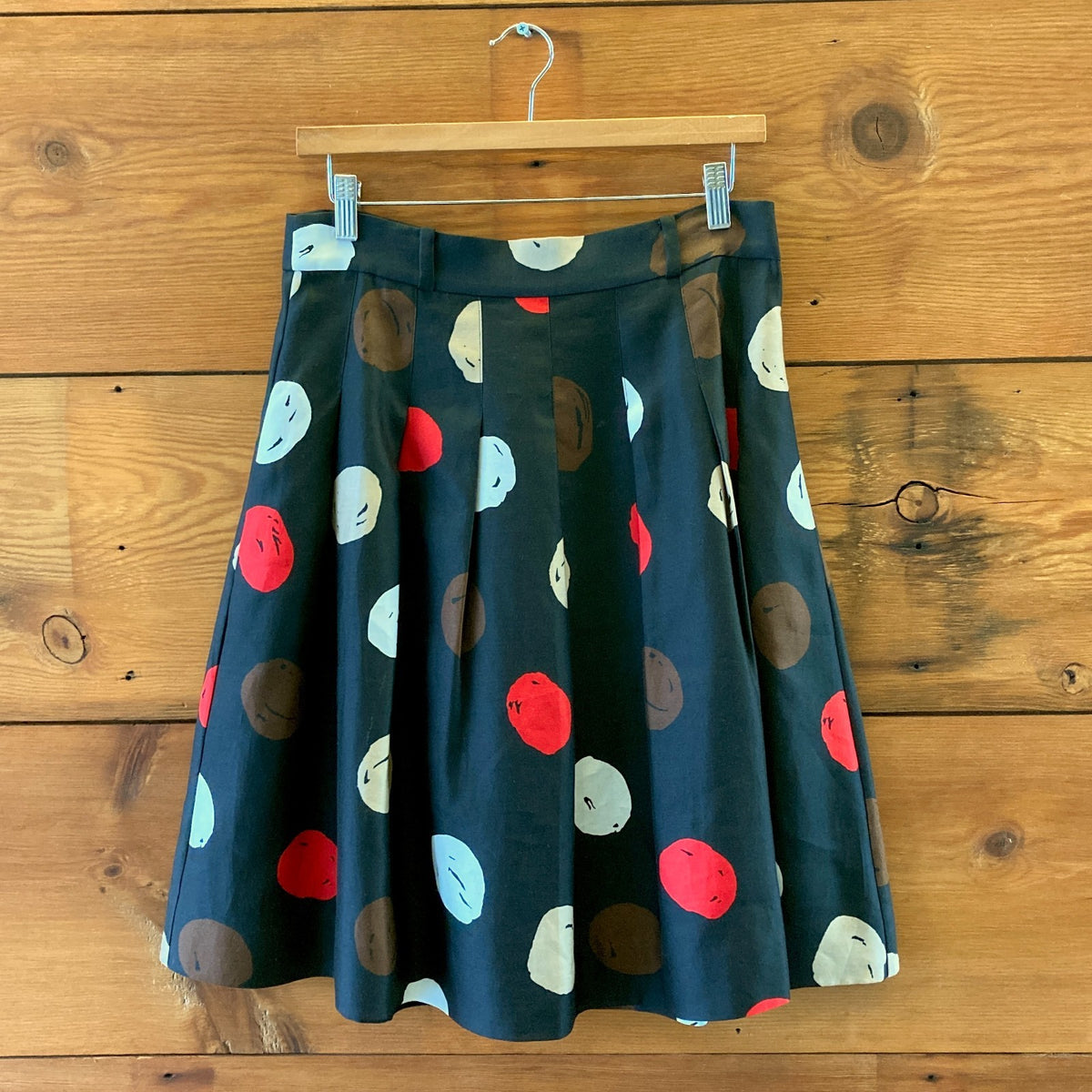 Kate Spade Black Polka Dot Pleated Esther Cotton Silk Skirt - Size 6 - 0320JS