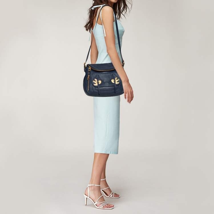 Marc Jacobs Navy Leather Petal to the Metal Natasha Crossbody Purse 0306ML