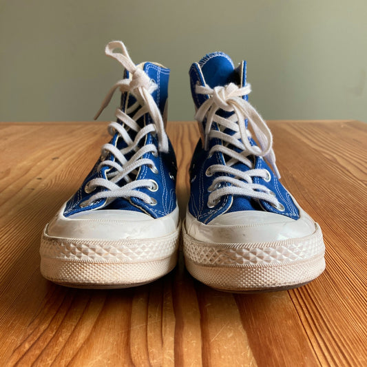 Converse X Play Comme Des Garcons Blue Chuck High Heart Shoes - Size 8 - 0709EH