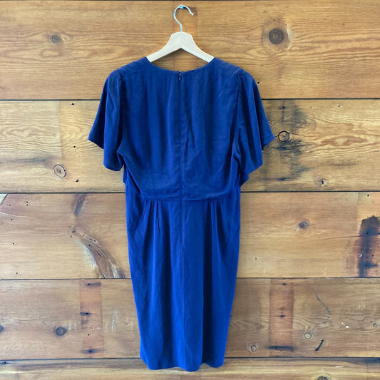 No 6 Store Navy Blue Short Sleeve V Neck Dress - Size 2 - 0504AK