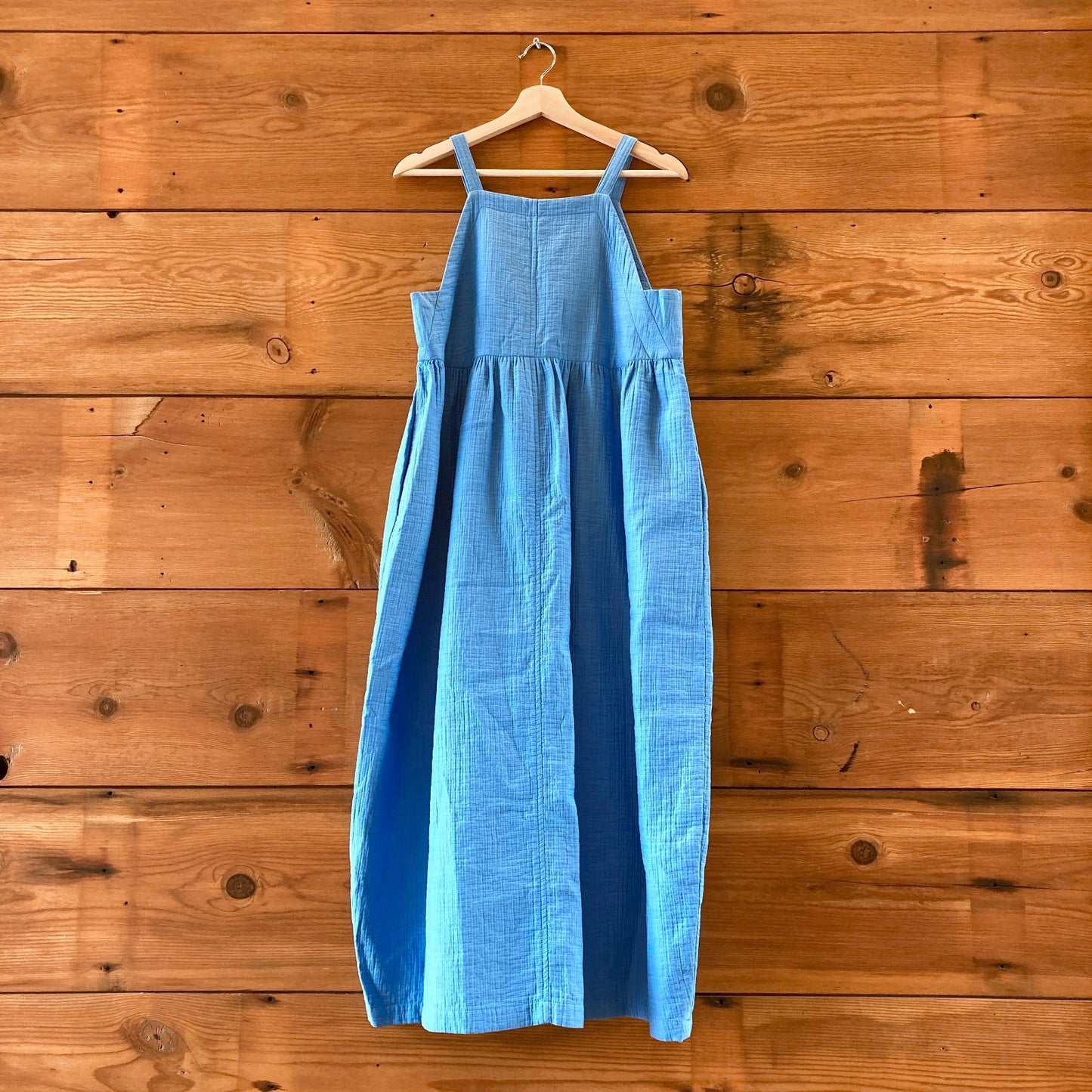 Rachel Comey Blue Fresco Cotton Square Neck Sleeveless Dress - Size S - 1125KG