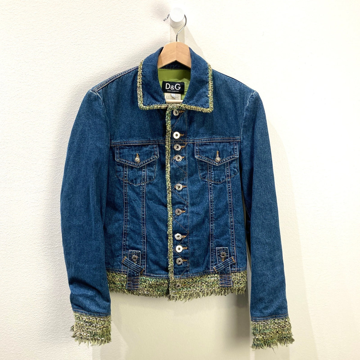 Dolce & Gabbana Y2K Tweed Denim Patchwork Jacket & Skirt Set - Size XS - 1015NE
