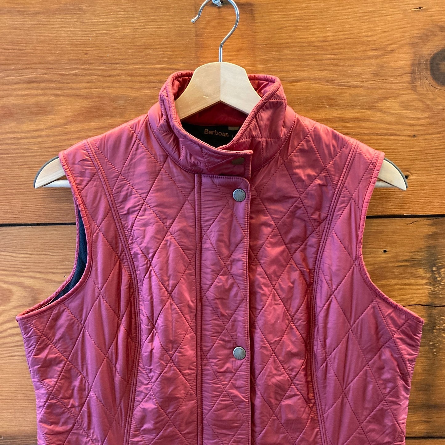 8 US - Barbour $184 Dark Red Quilted Nylon Wray Gilet Zip Up Vest Jacket 1130TS