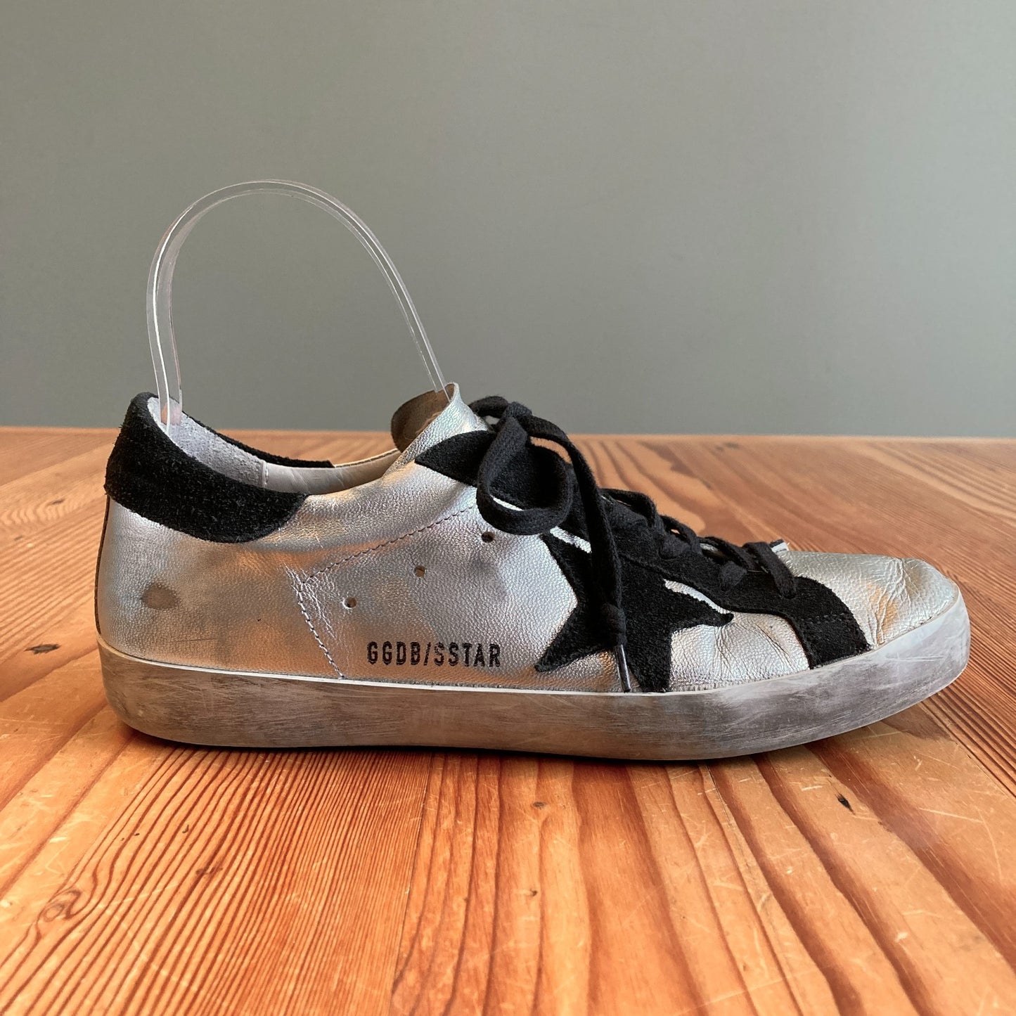 39 / 9 - Golden Goose $580 Silver Leather Lace Up Super Star Sneakers 0619JA