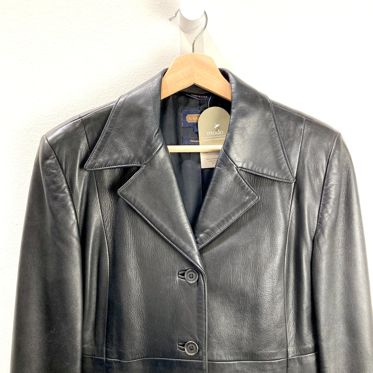 Coach Vintage 90's Black Leather Car Coat Button Up Jacket - Size S - 0814JF