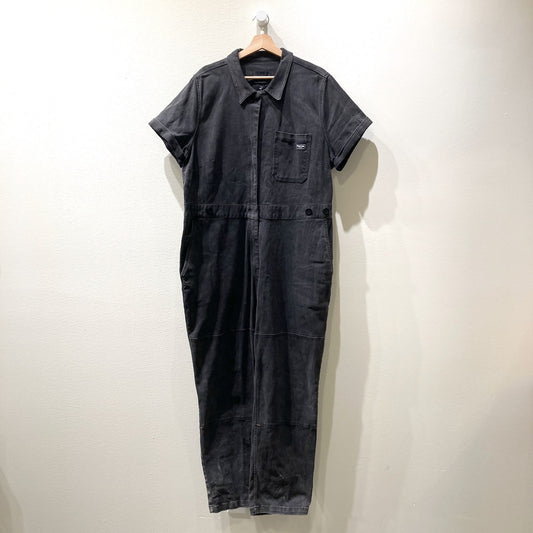 Wildfang Black Denim Short Sleeve Essential Coverall Jumpsuit - Size 1X - 0530JF