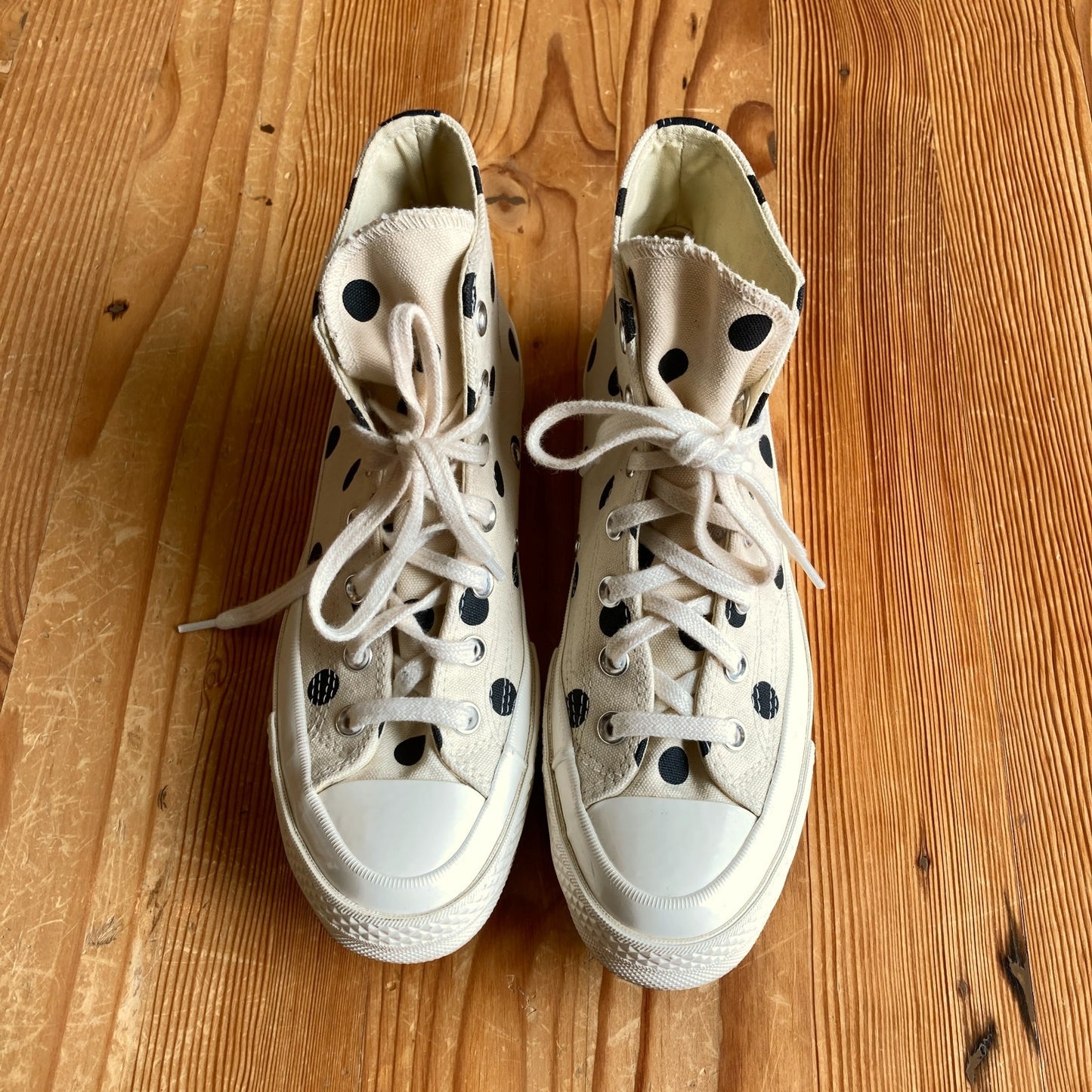 Converse X Play Comme Des Garcons Cream Dot High Heart Shoes - Size 8 - 0709EH