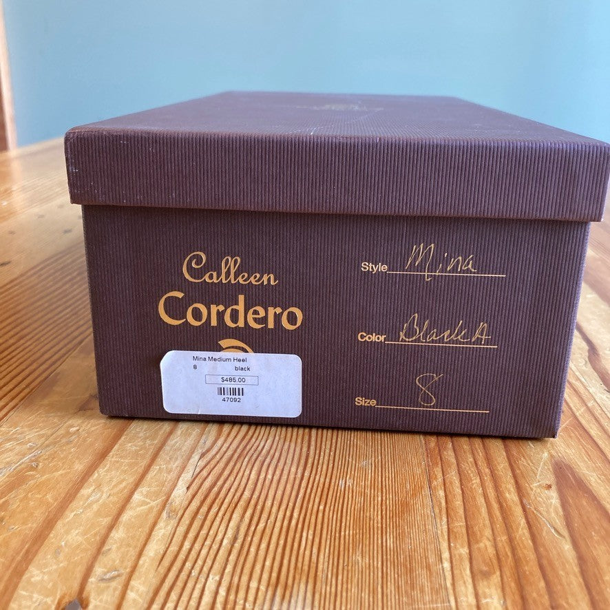 Calleen Cordero $485 Black Leather Mina Sandals Shoes - Size 8 - w/ Box - 4427SC