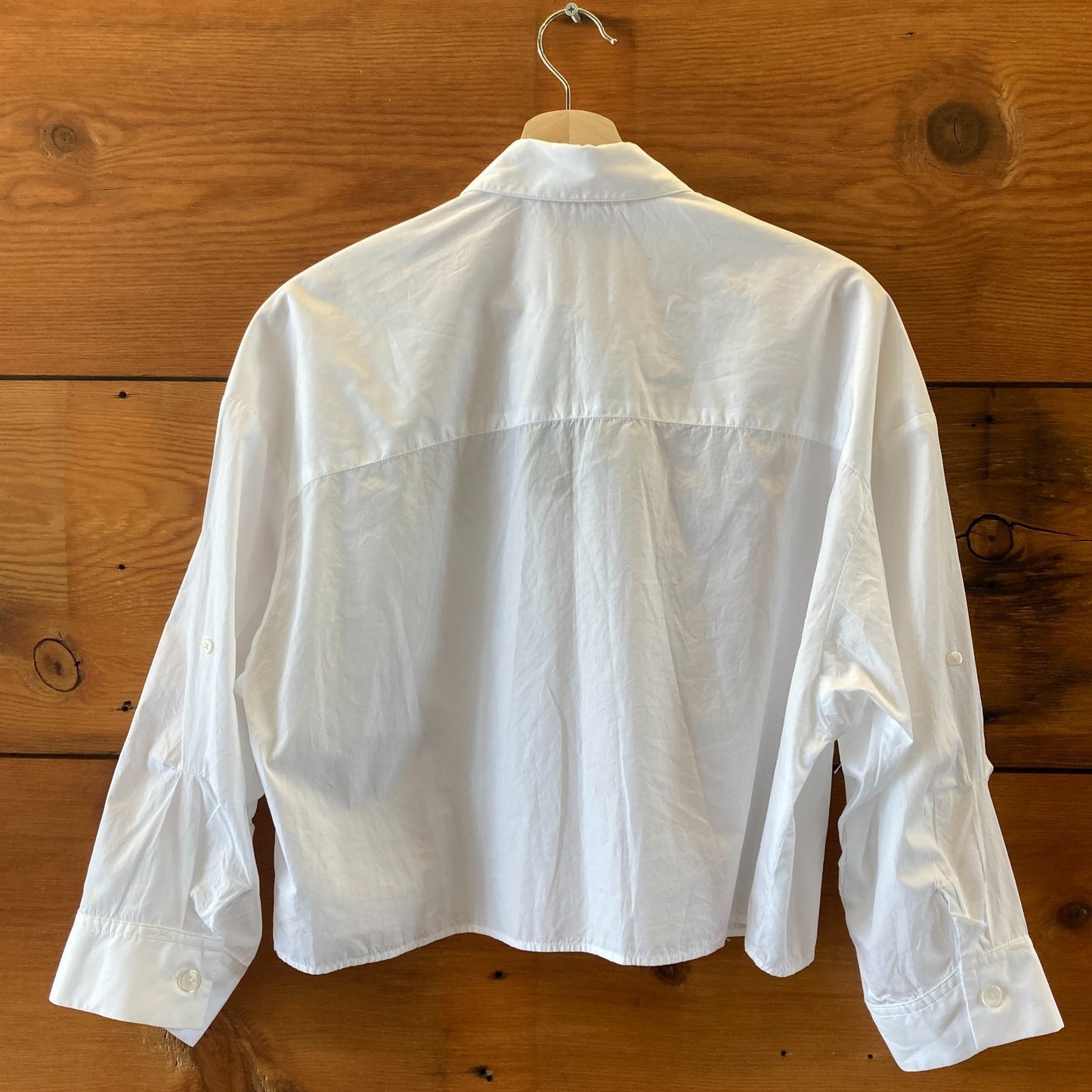 TWP $365 White Cotton Button Up Cropped Soon to be EX Shirt - Sz M / L - 4427SC
