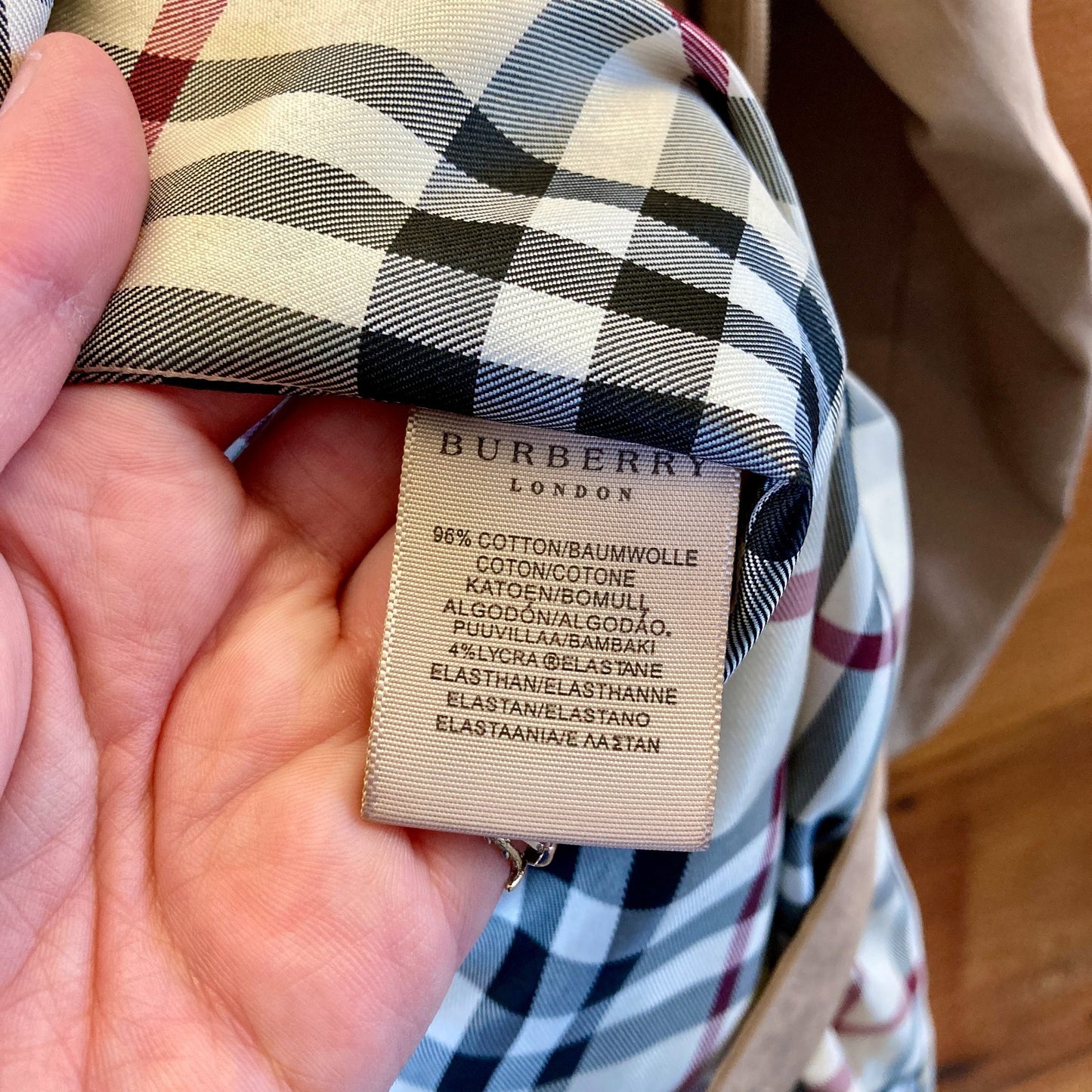 Burberry Tan Nova Check Lined Hooded Belted Snap Front Jacket - Size L - 0617MV