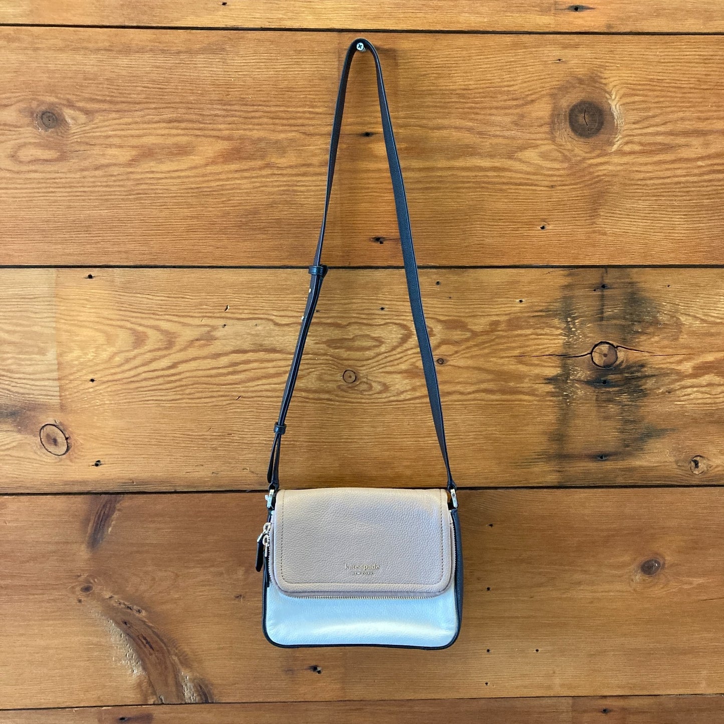 Kate Spade Tri Tone Run Around Large Flap Crossbody Purse Bag - 0620TO