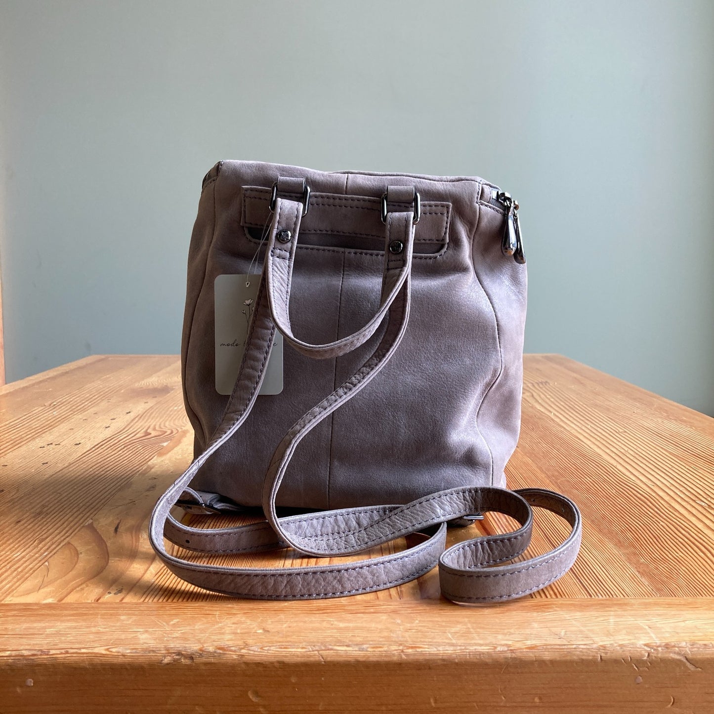 Hobo International Gray Top Zip Small Leather River Backpack Bag - 0505CM