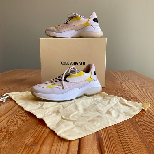 Axel Arigato White Pink Swipe Chunky Sneakers Shoes w/ Box - Size 8.5 - 0521AB