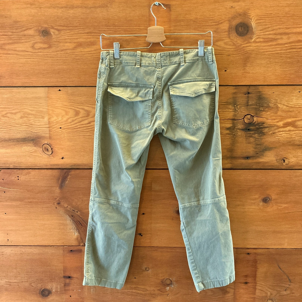 Nili Lotan Army Green Slim Leg Ruched Knee Military Pants - Size 0 - 0224DM