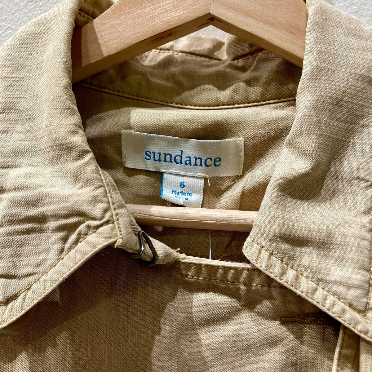 Sundance Khaki Tan Double Breasted Tie Waist Trench Coat Jacket - Sz 6 - 0617RF