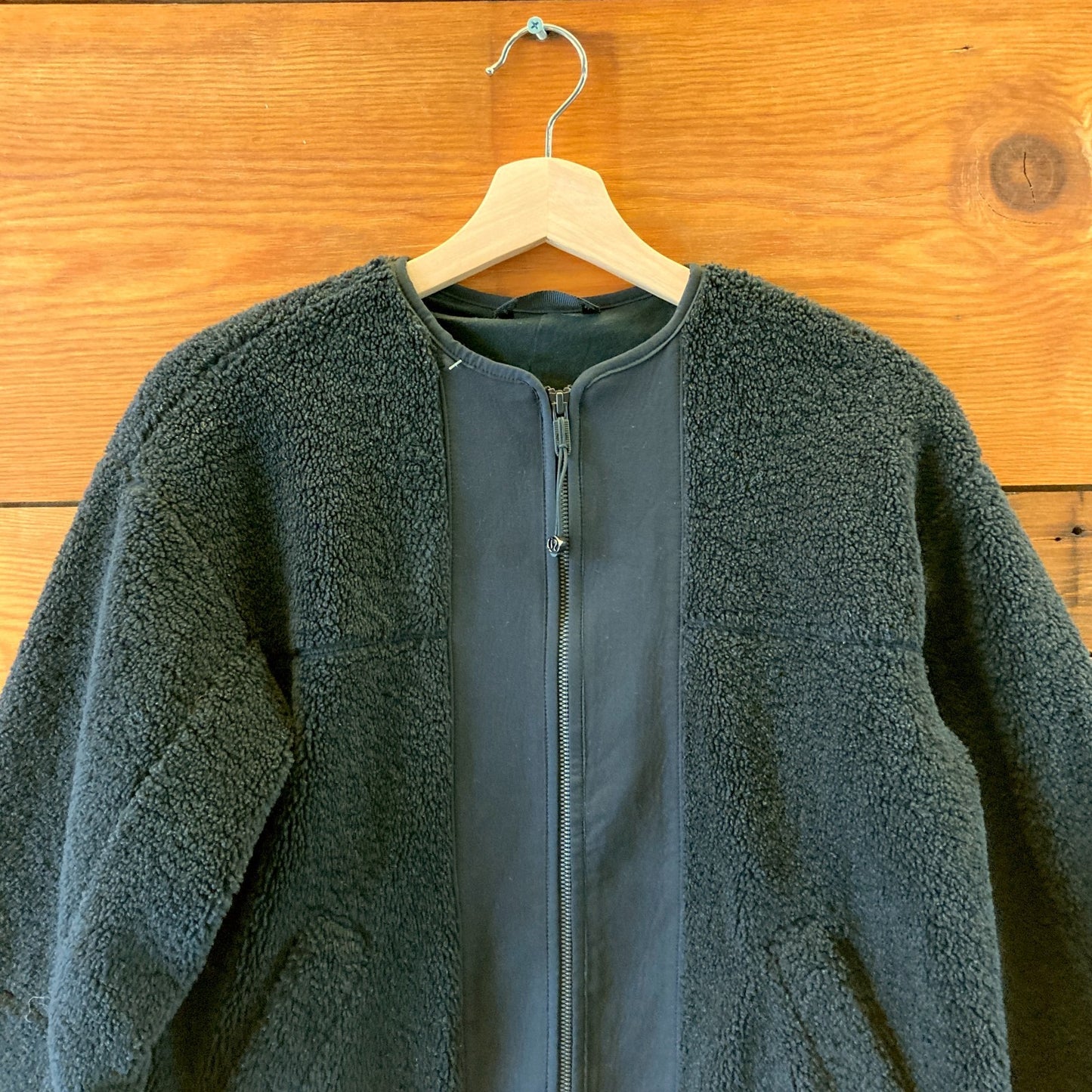 Lululemon Black Teddy Collarless Textured Fleece Zip Jacket - Size 2 - 0312IG