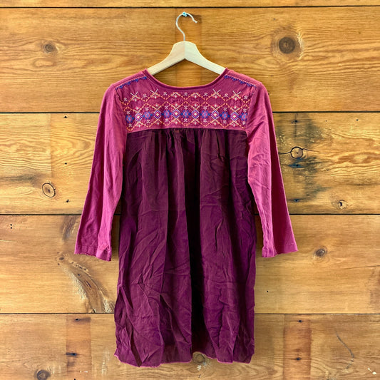 Johnny Was Burgundy Embroidered Long Sleeve Tunic Shirt Top - Size S - 0621AS