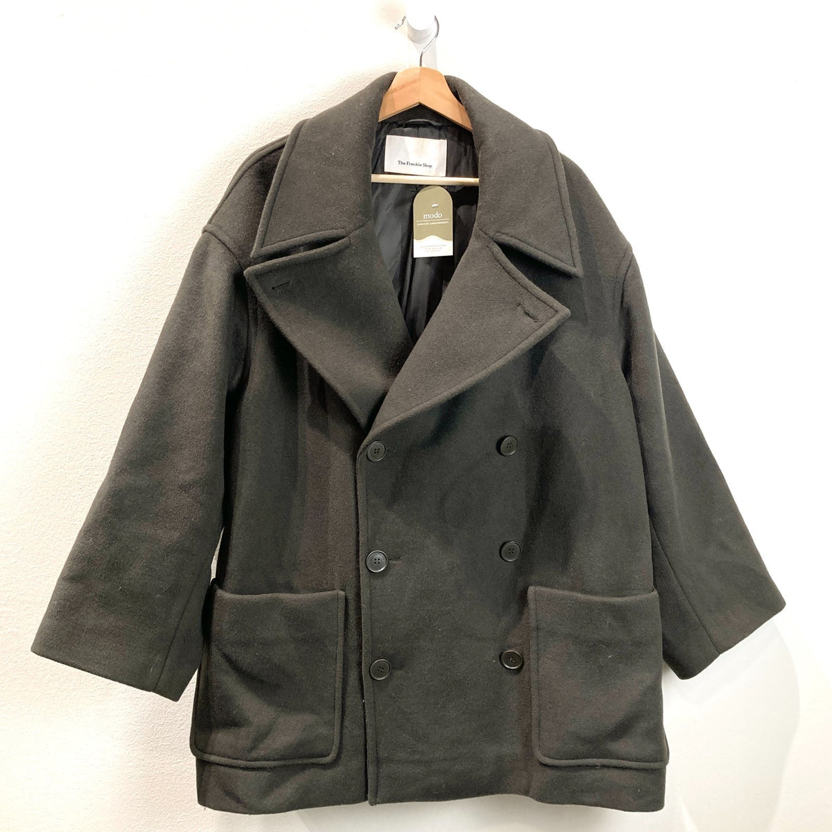 The Frankie Shop Dark Olive Wool Oversized Coat Jacket - Size XS/S MENS - 1012HA