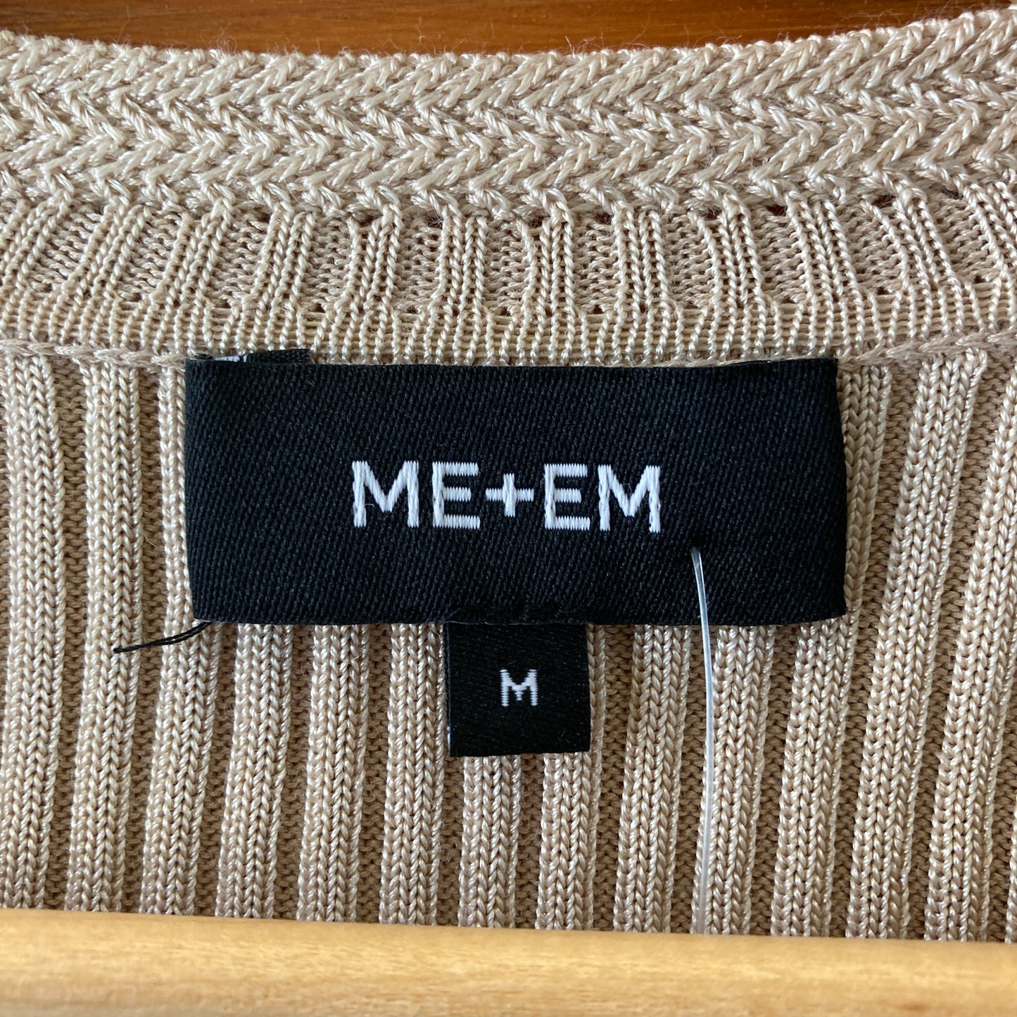 Me + Em Beige Ribbed Knit Gold Button Cardigan Sweater - Size M - 1125EA