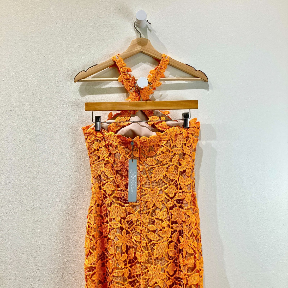 Lela Rose Tangerine Floral Guipure NEW Lace Halter Dress - Size 0 / XS - 0608BM