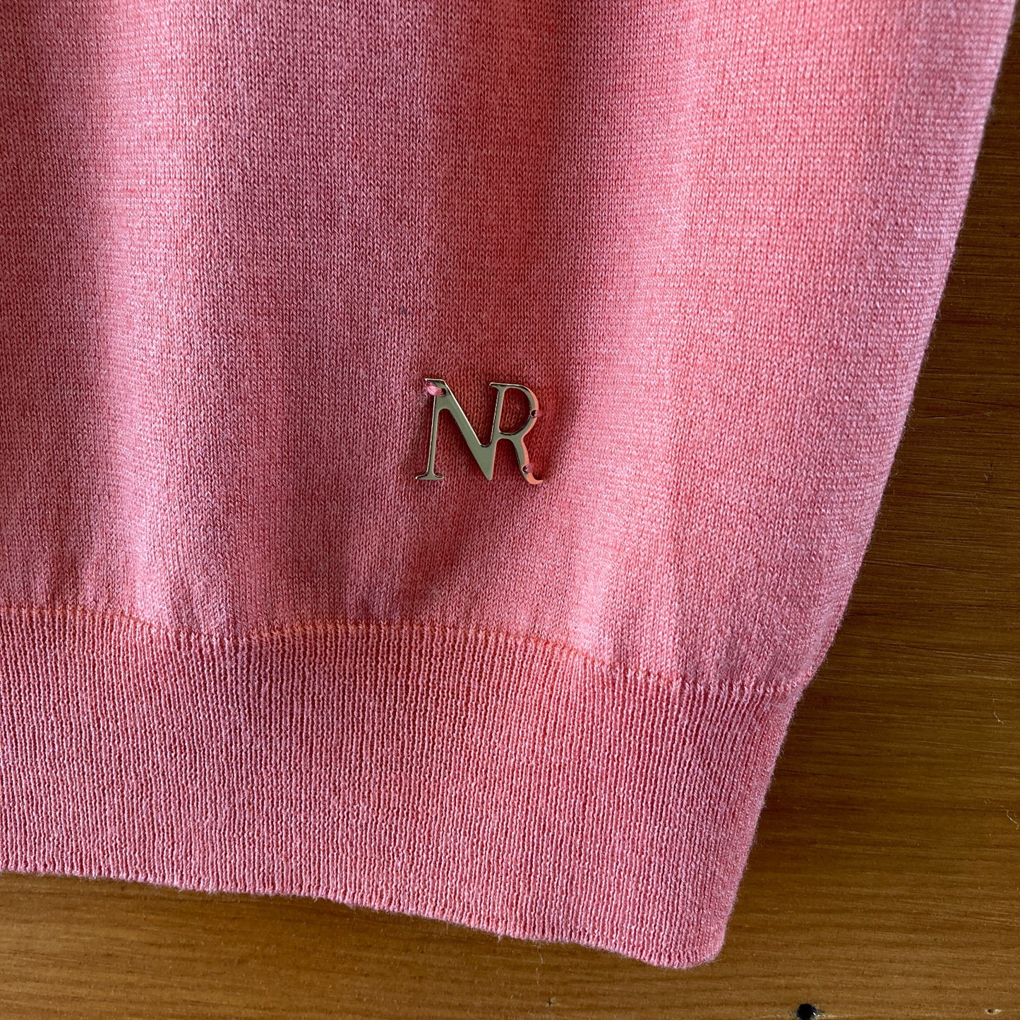 Nina Ricci Salmon Mock Neck Short Sleeve Silk Cashmere Sweater - Sz S - 0422VS