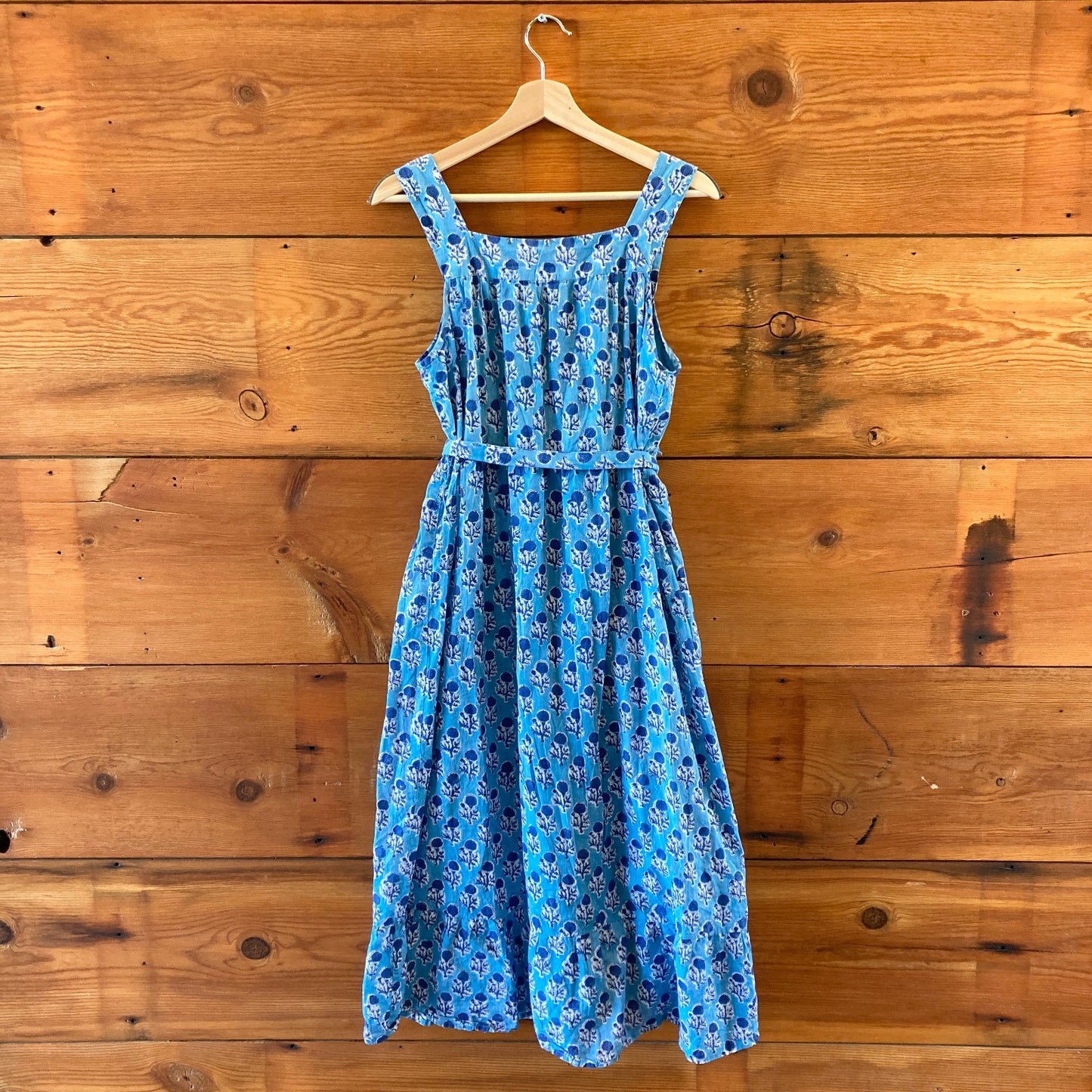 India Collection Blue Cotton Sleeveless Midi Dress - Size XS / S - 0816TB