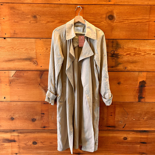 S - Babaton $248 Khaki Open Front Lawson Trench Coat Aritzia Jacket 0123MP
