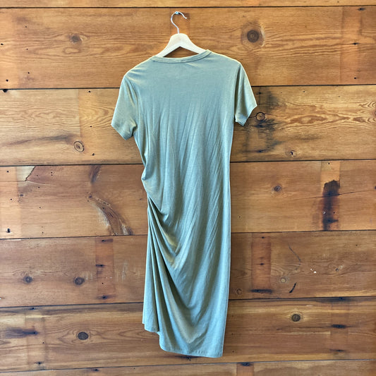 Rag & Bone Olive Green Short Sleeve Ruched Midi Dress - Size M - 0108SR