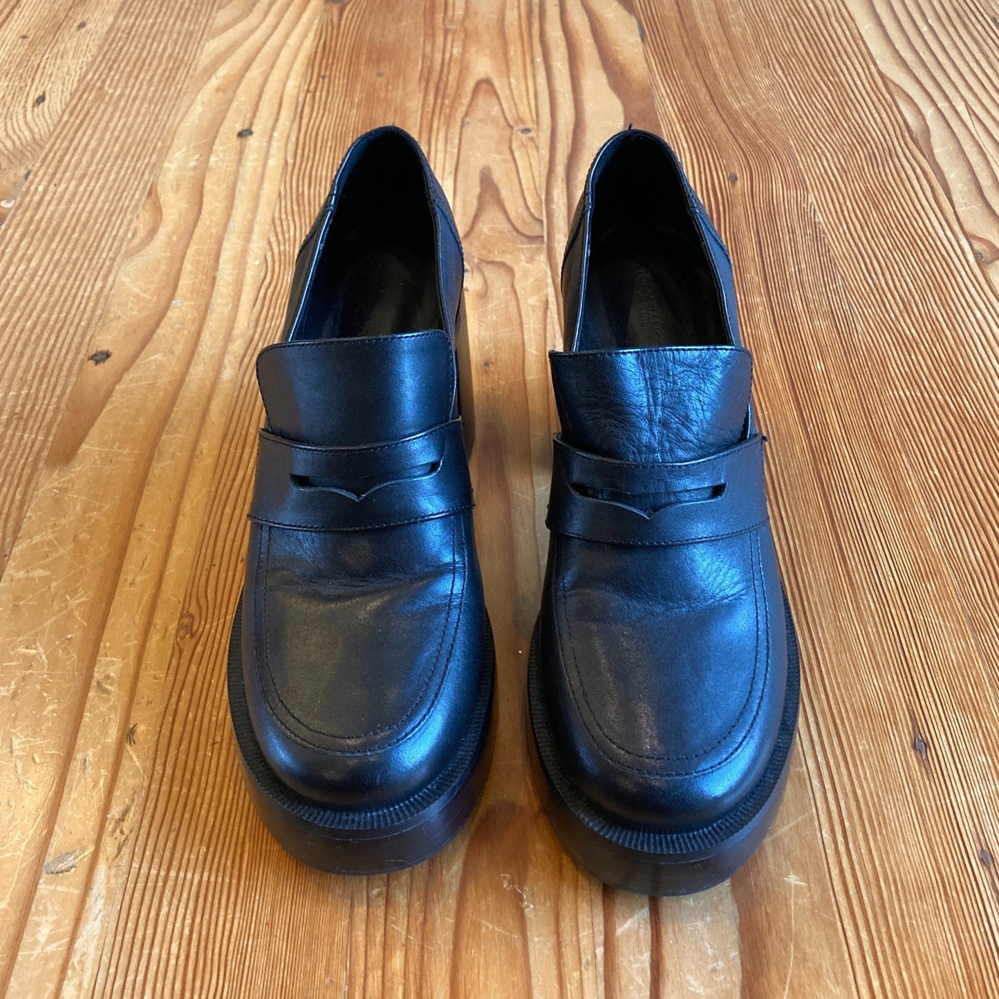 8 - Tony Bianco Black Leather Taranto Chunky Heel Mule Loafer Shoes 0504AK