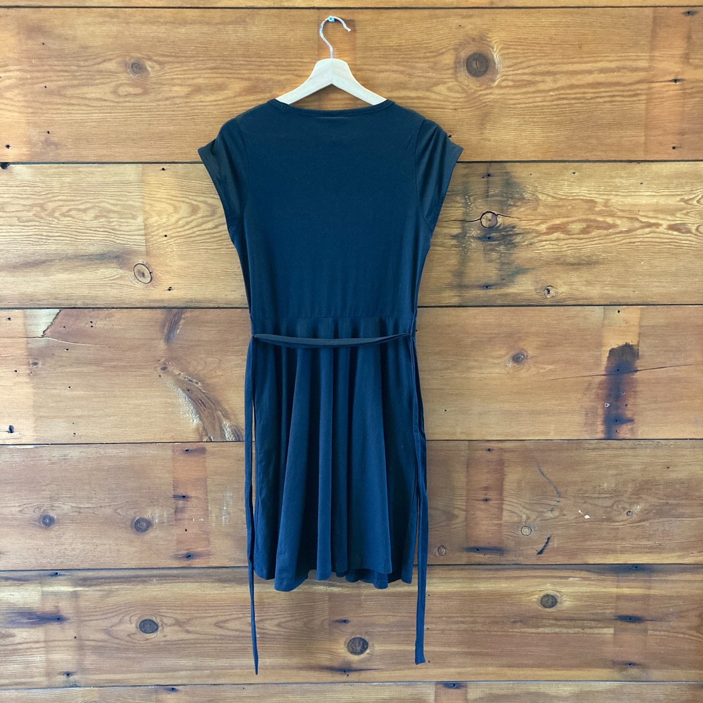 Pact Black NEW Short Sleeve Fit & Flare Organic Cotton Dress - Size M - 0323AP