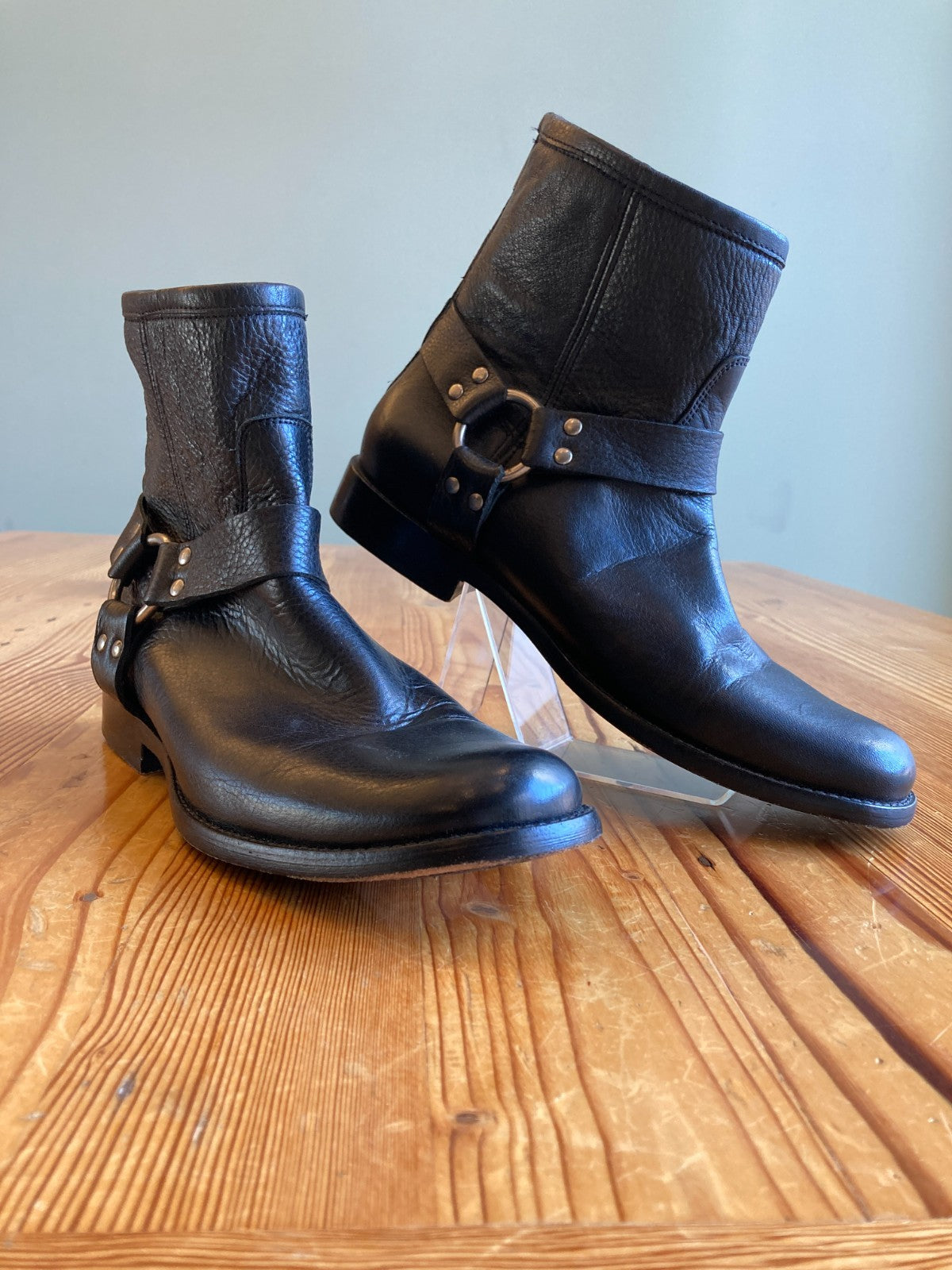 Frye Black Leather Phillip Harness Short Boots - Size 9 - 0322MA